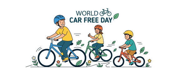 Obraz premium Children Riding Bicycles for World Car Free Day
