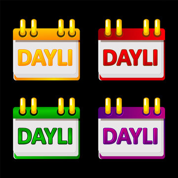 Colorful Daily Calendar Icons Set for Game UI and Mobile Apps