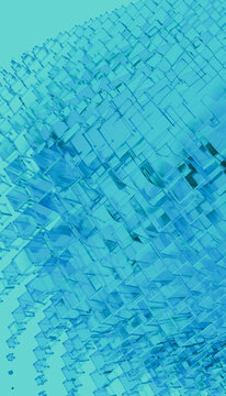 Clear glass cubes floating
