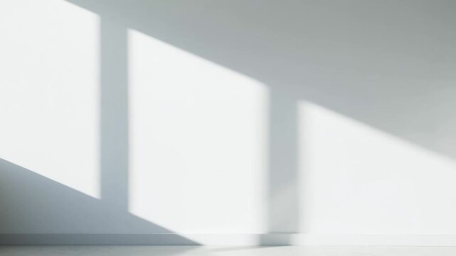 Minimalist white empty wall background with elegant window light and shadow overlay