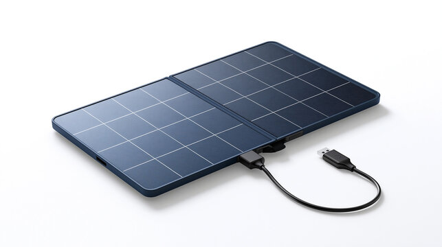 Foldable Solar Charger Isolated on White Background