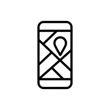 Mobile phone navigation map icon with location pin marker