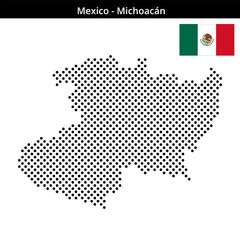 Obraz premium Map of Mexico region Michoacán in medium sized cross shaped dots