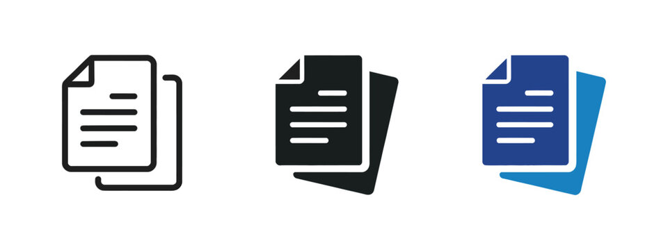 Document file icon with stacked papers for data, information, documentation, office workflow and user interface design