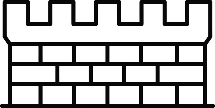Simple line art icon of a castle wall with battlements.