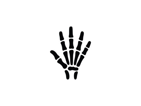 Stylized Black Skeleton Hand Silhouette for Medical Horror or Costume Branding Identity