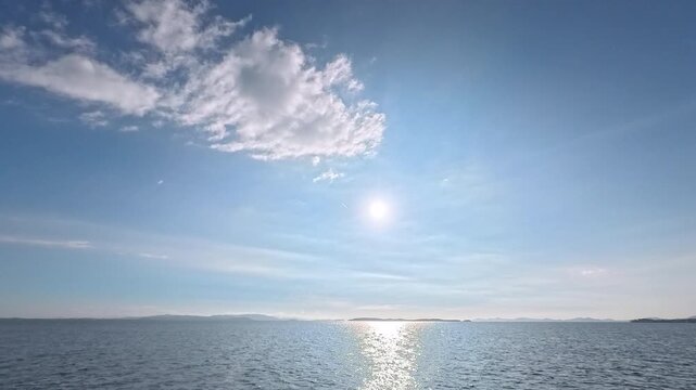 Multi-purpose coastal seascape background footage with sun path for corporate presentation and web design