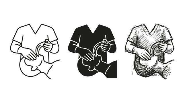 Anesthesiologist Intubating Patient Icons for Medical Procedures