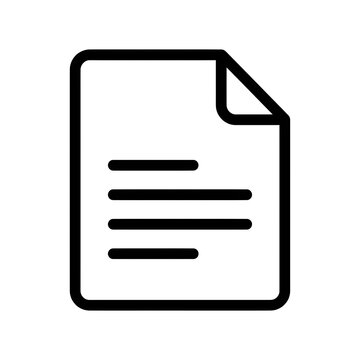 Minimalist black outline document icon representing digital text file concepts for business office data organization