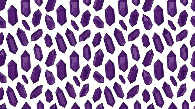 Purple amethyst crystal pattern with geometric gems on white