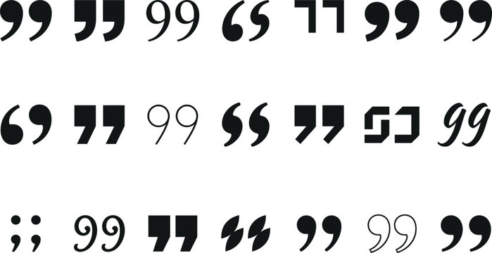 Collection of various quotation marks in different styles with quotation