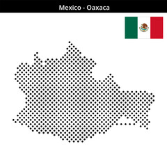Obraz premium Map of Mexico region Oaxaca in medium sized cross shaped dots