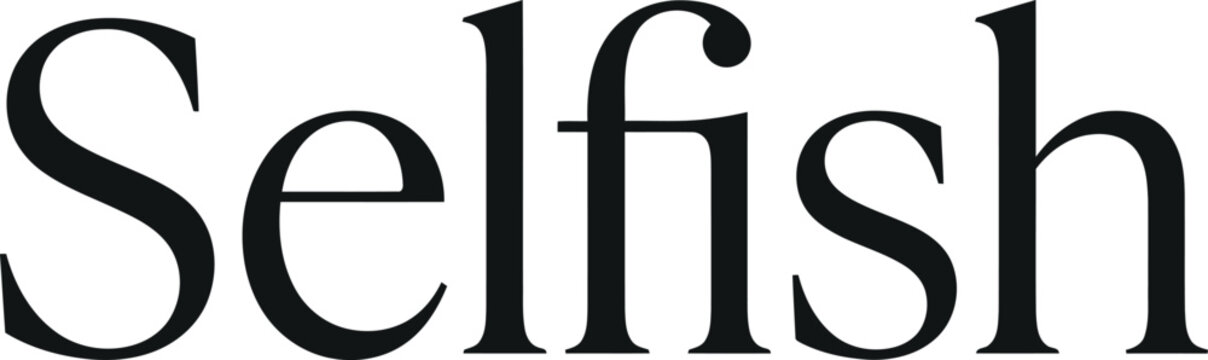Selfish word written in elegant serif typography with typography, lettering