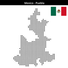 Obraz premium Map of Mexico region Puebla in medium size dots