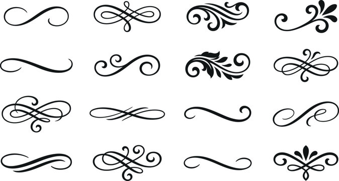 Set of elegant vintage calligraphic swirls and decorative flourishes