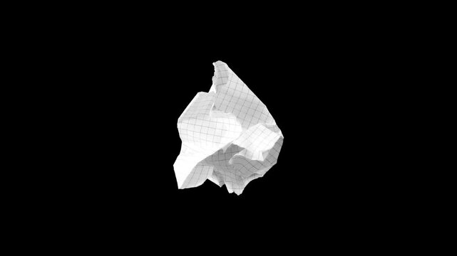 Paper graph crumpled opening isolated on black backgrounds