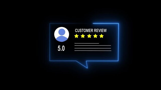 Customer Review Rating Icon Animation on Black Background