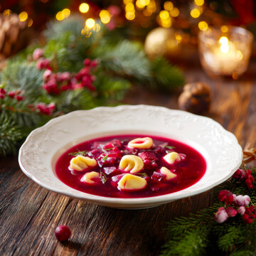 Christmas Beet Soup with Dumplings &ndash; AI Generative