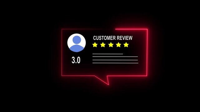 Customer Review Rating Icon Animation on Black Background
