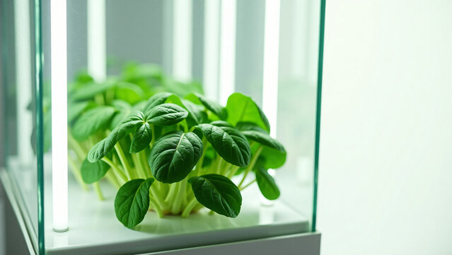 Hydroponic Spinach in Glass Tower