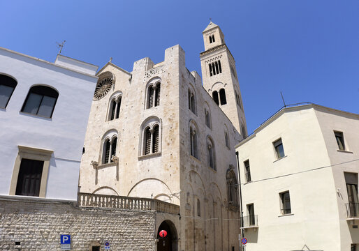 Bari cathedral view with bell tower apulian architecture