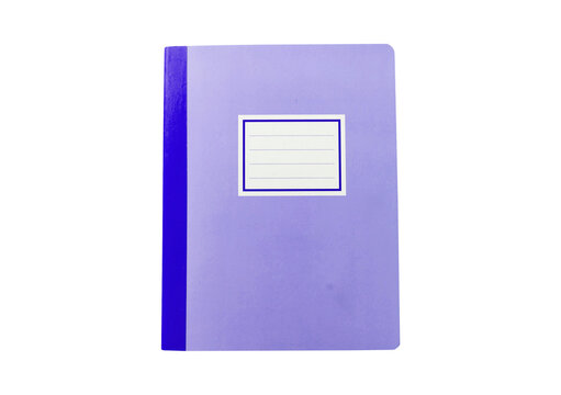 Purple exercise book for school work or office supplies isolated background.