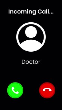 Modern incoming call screen interface with doctor profile and answer or decline buttons on a transparent background