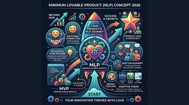Minimum lovable product concept infographic for business strategy