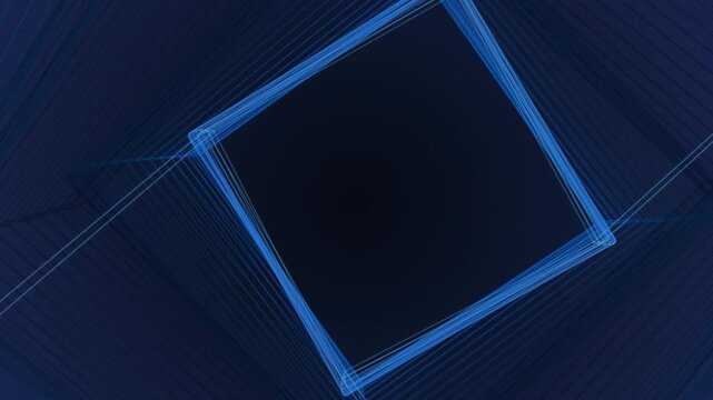 Abstract blue wireframe cubes in perspective, futuristic concept