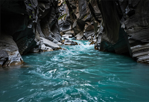 River flowing through a deep canyon