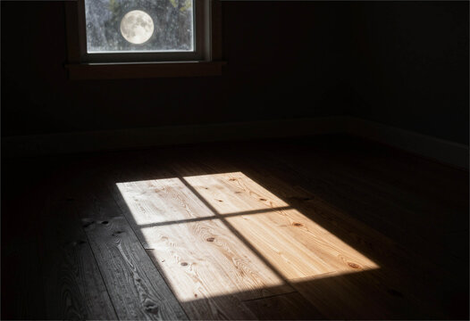 Moonlight on the floor through a window