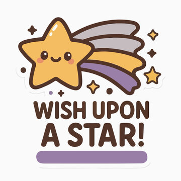 Wish Upon A Star Cute Shooting Star Sticker Design