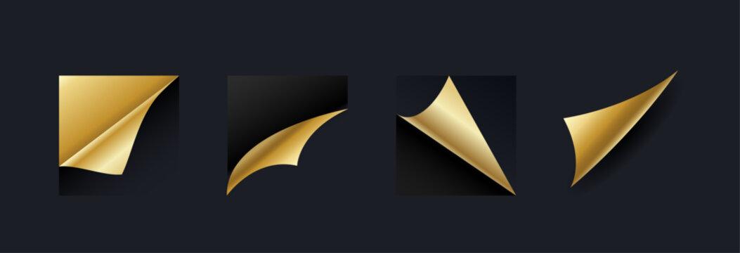 Luxury gold corner page curl vector icons set for certificate and banner design