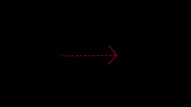 Minimalist red dashed arrow icon pointing right on black background a simple shape indicating direction towards the on a direction sign pointer vector design direction sign pointer vector design