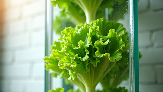 Vertical Hydroponic Lettuce Growth for Marketing Text