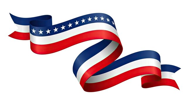 A decorative flowing ribbon with american flag stars and stripes pattern perfect for celebrating veterans day events