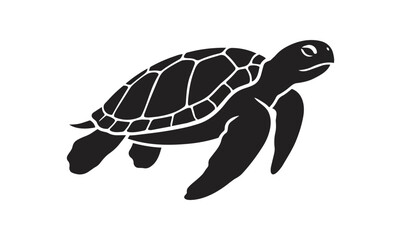 Silhouette of a Sea Turtle Swimming Gracefully Underwater. © Eighth