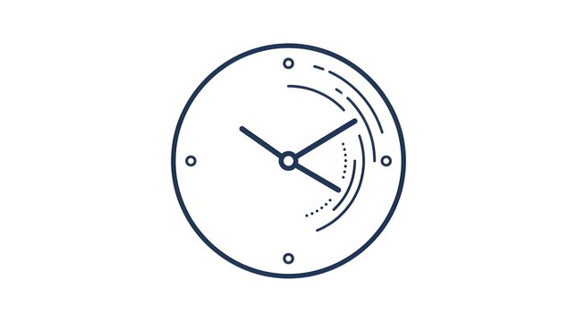 Simple line art clock icon for deadline tracking