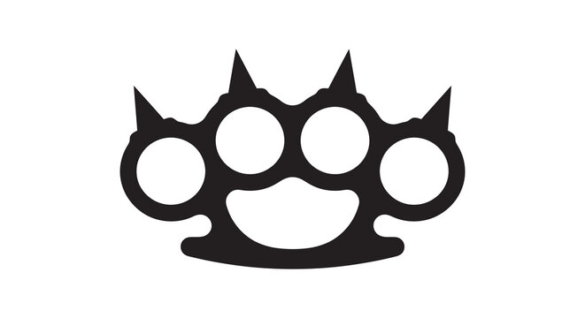 Brass knuckles with four finger holes black silhouette