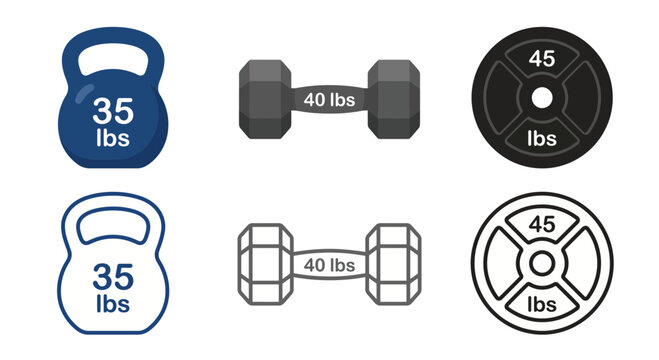 Set of fitness equipment icons