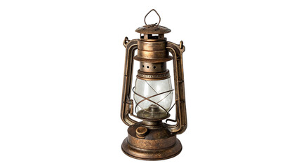 Vintage antique metal oil lantern lamp home decor isolated on transparent background © Pavel