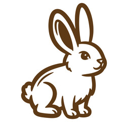 Fototapeta premium Adorable illustration of a sitting bunny rabbit featuring clean lines and a friendly appearance