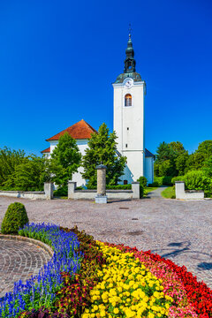 Saint Jakob church at small town Kostanjevica na Krki in Slovenia