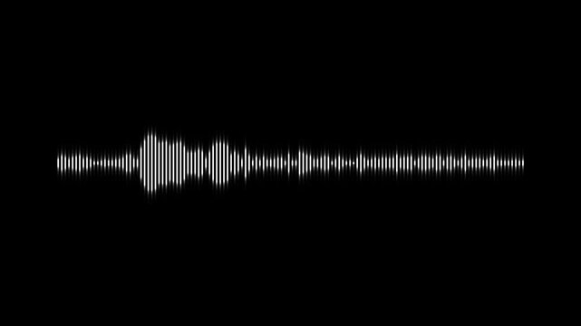 Clean linear audio waveform spectrum animation on transparent black background, sound wave animated line effect for overlay, corporate voice record visualization graphics for podcast vfx 4k video