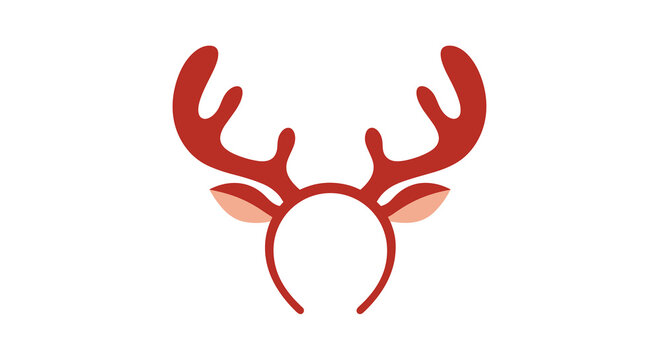 Festive Christmas reindeer antler headband costume accessory with red antlers and small pink ears for holiday fun.