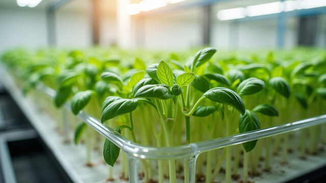 Hydroponic Basil Sprouts Fresh Organic Growth
