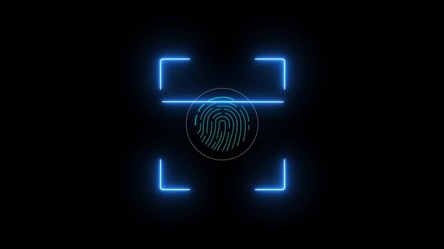 scanner icon animation isolated scanner neon shine icon animation.fingerprint biometric scanning animation. Biometric scanning animation showing neon