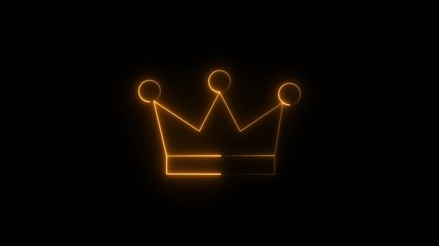 Glowing Neon Crown Icon on Dark Luxury Royal Symbol, Premium Achievement Badge, King Queen Prestige, Futuristic