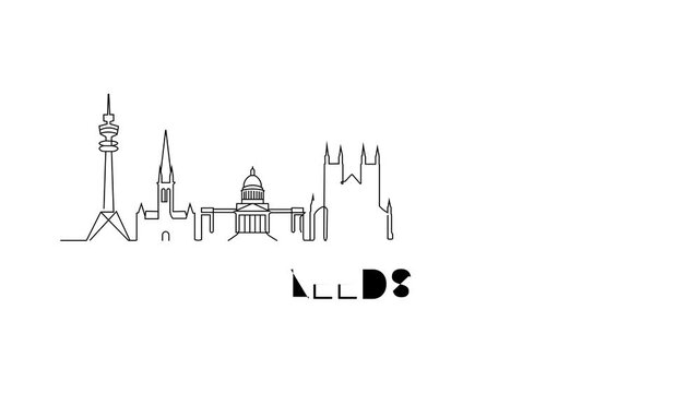 Simple line art of Leeds skyline