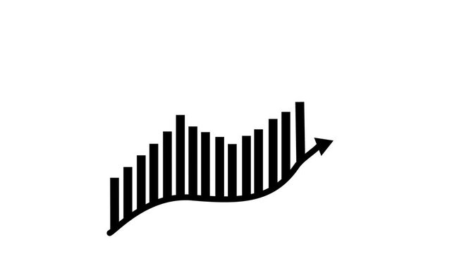 Abstract Business Growth Bar Chart with Upward Arrow, Financial Analytics, Revenue Growth, Market Performance and Investment Success Icon on white Background